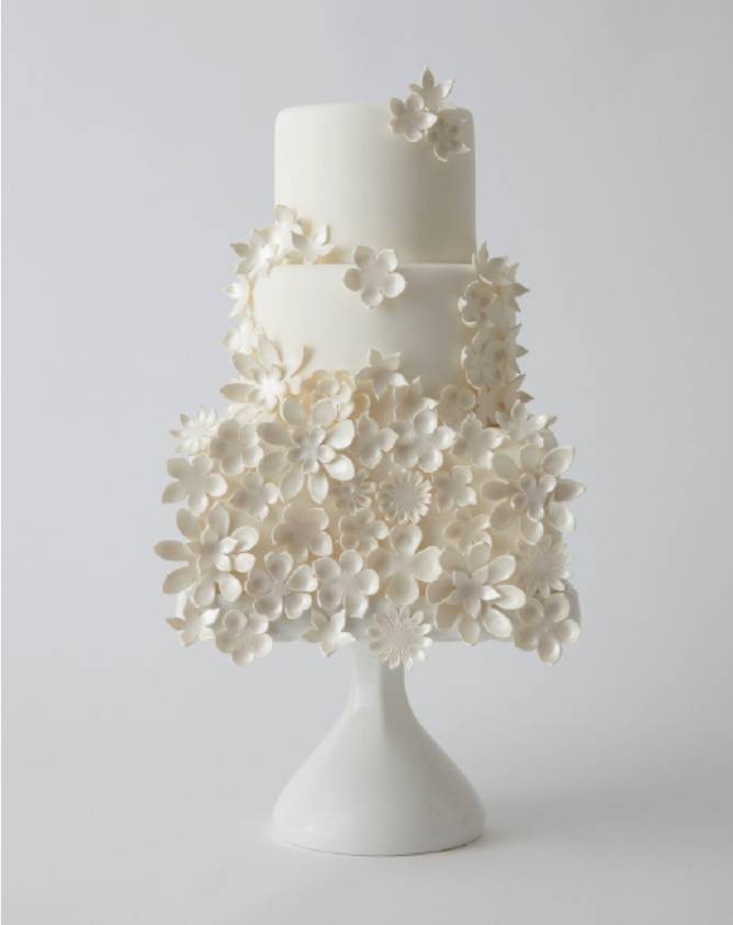 floral white wedding cake
