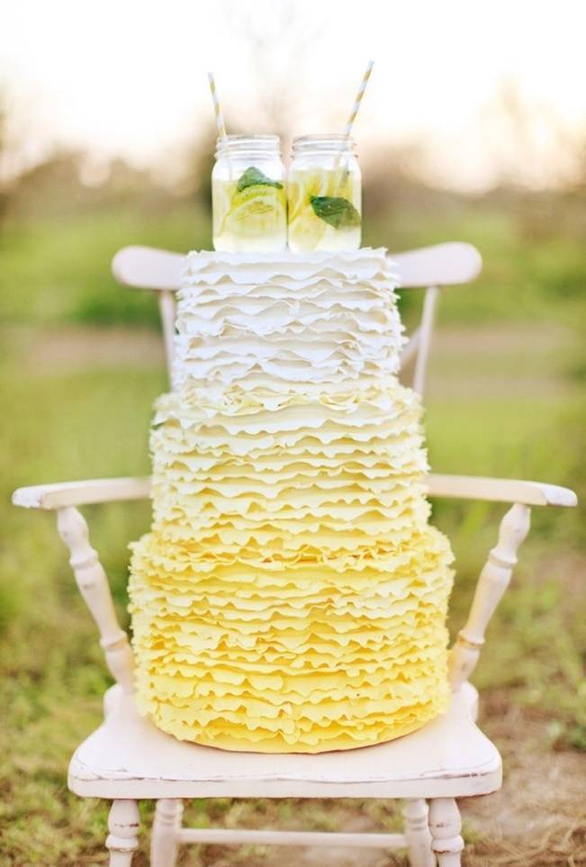 Lemon coloured wedding cakes