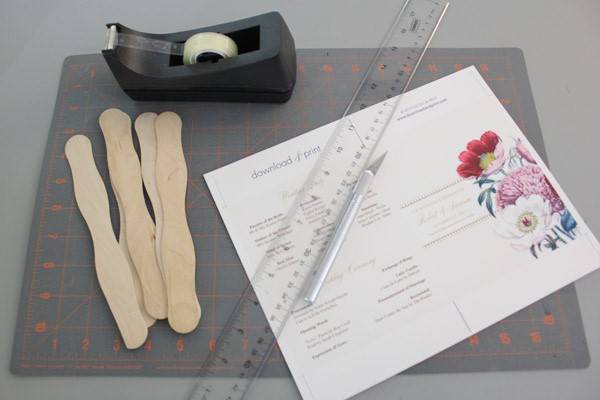 Diy Pretty Blooms Wedding Program Paddle Fan