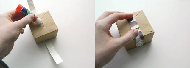 glue strip of paper  around box