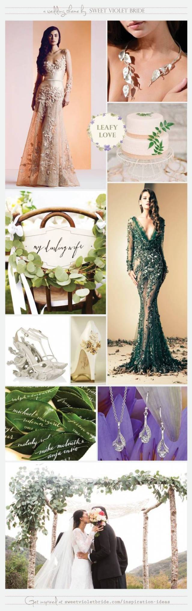 Leafy Love Wedding Theme Board by Sweet Violet Bride - Leaf Leaves