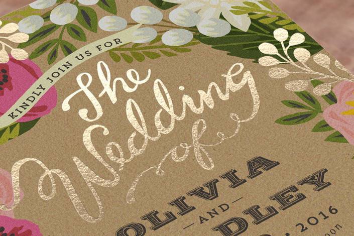 Minted Foil Press Floral Wedding Invitation