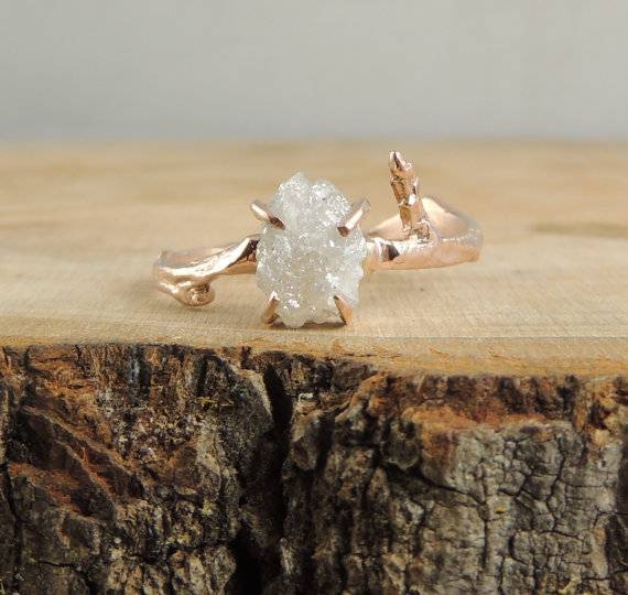 15 - Branch Rough Diamond Engagement Ring, 14k Rose Gold $925 - point no point studio