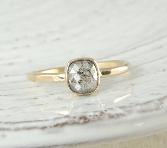 16 - Rose Cut Diamond Handmade Engagement Ring, 14k Yellow Gold $950+ pointnopointstudio