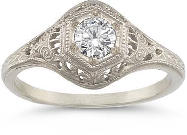 17 - Antique-Style Diamond Ring in 14K White Gold $975 applesofgold