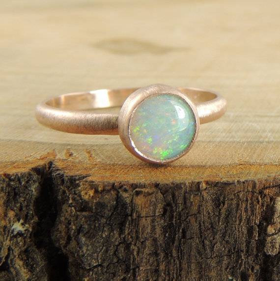 7 - Opal Engagement Ring 14k Rose Gold $355 pnps
