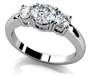 Rounded Band 3 Stone Engagement Ring