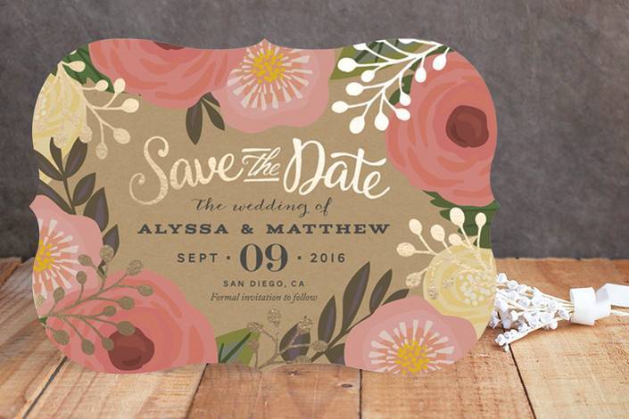 Floral Canopy Foil-Pressed Save The Date Cards Minted