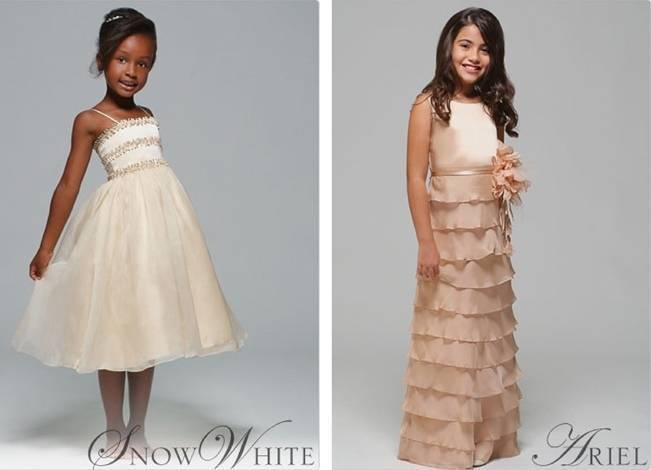 Kirstie Kelly snow white and ariel inspired flower girl dresses
