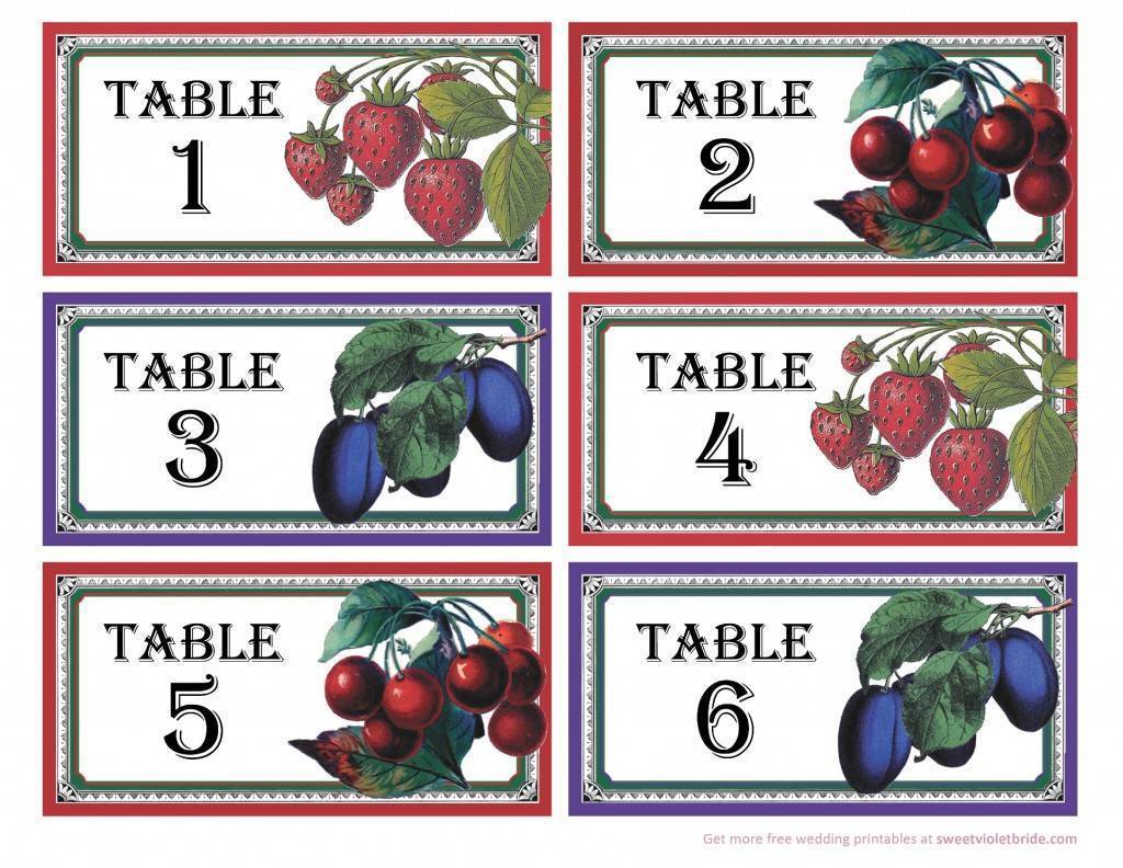 fruit label table numbers - free diy printable - 1-6