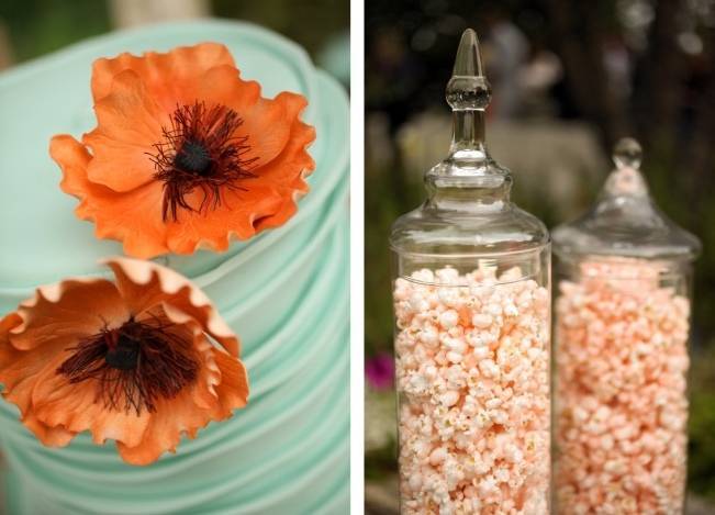 Coral + Sweet Mint Summertime Ranch Wedding Reception 14