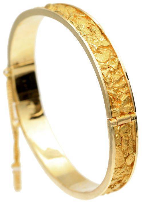 REAL Gold Nugget Bangle Bracelet