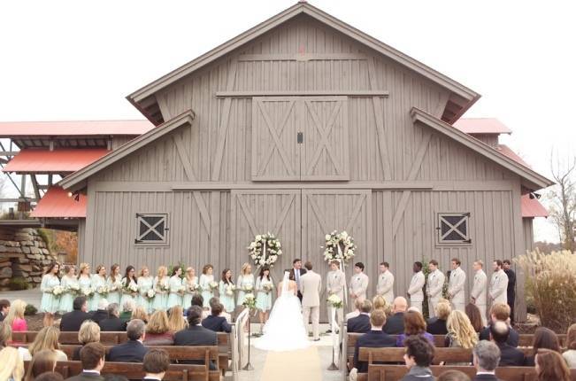 Rustic Mint + Taupe Alabama Barn Wedding 11