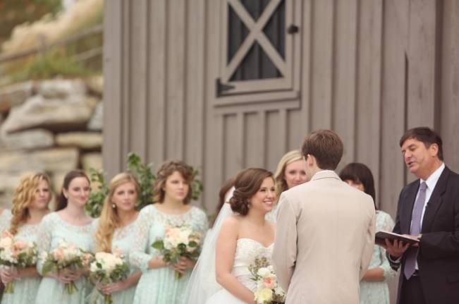 Rustic Mint + Taupe Alabama Barn Wedding 13