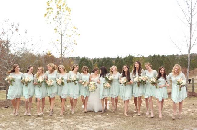 Rustic Mint + Taupe Alabama Barn Wedding 5