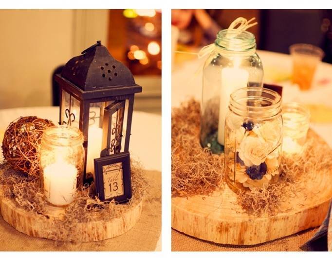 woodland centerpieces, lantern wedding centerpieces