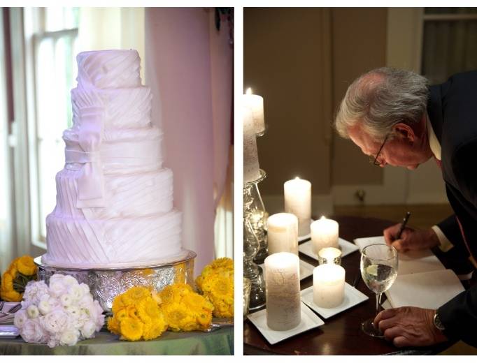 Matching wedding cake and dress