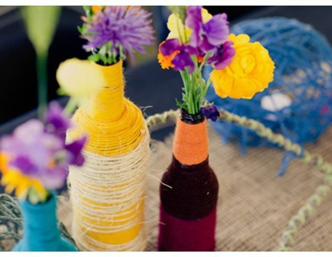 Yellow and Purple Wedding Centerpieces