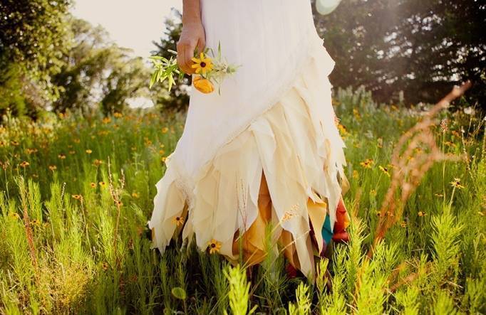 multi color wedding dress