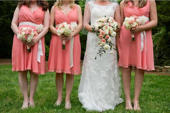 peach pink bridesmaid dresses