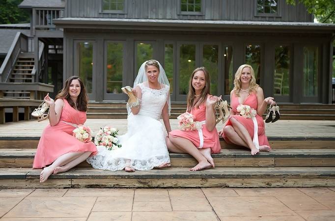 coral pink bridesmaids