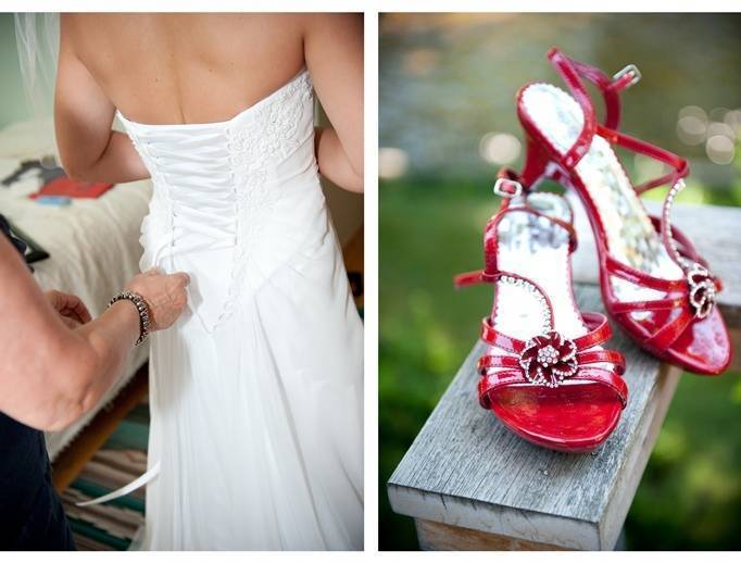 red bridal shoes