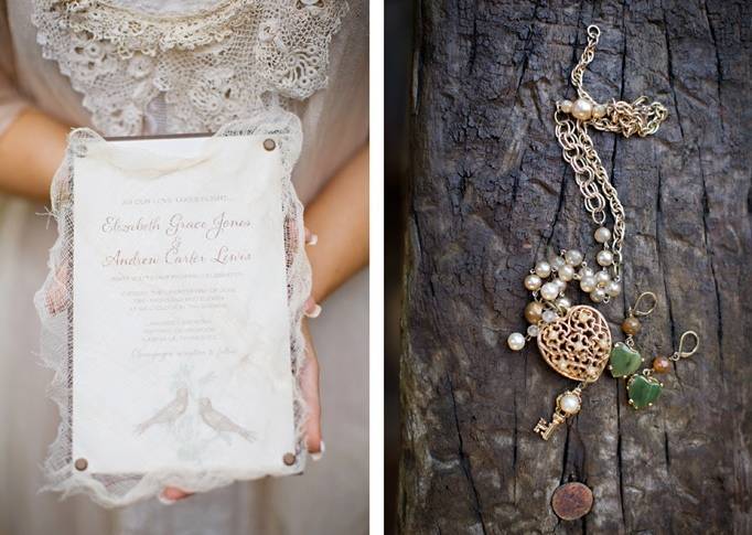 rustic lace wedding invitation