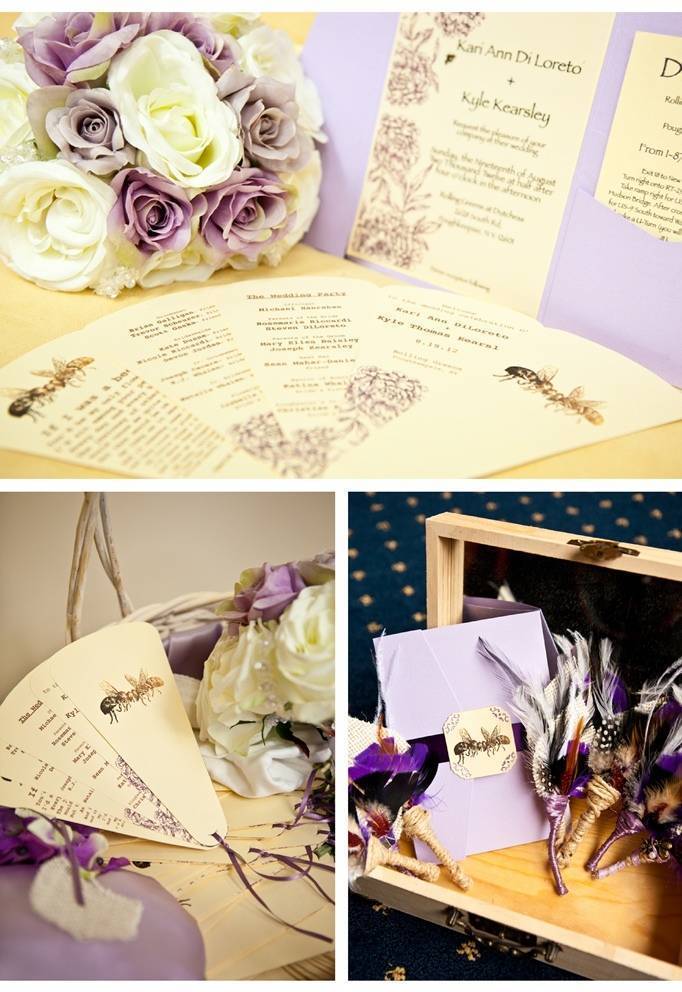 Purple bee invitations