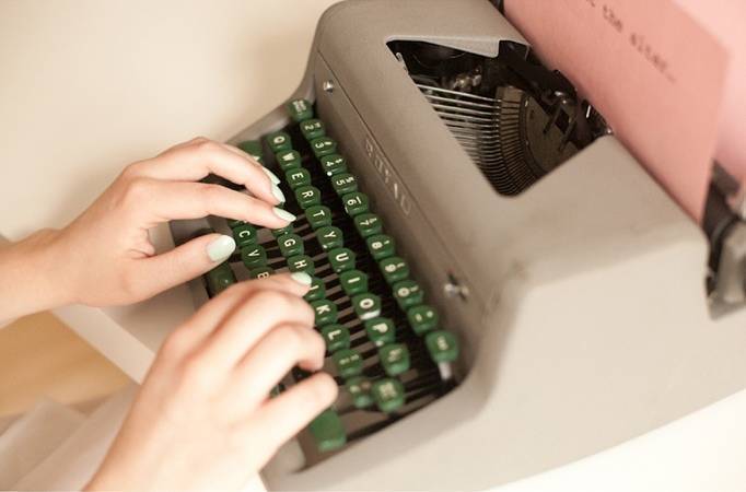 vintage green typewriter