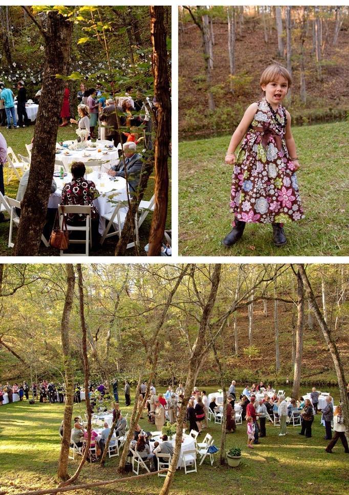 outdoor woodland wedding reception