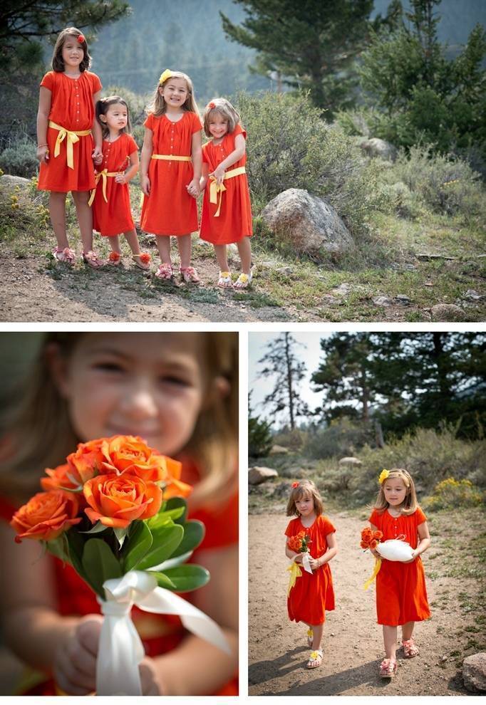 orange flower girl dresses