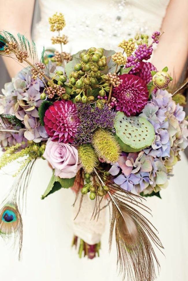 peacock feather bouquet