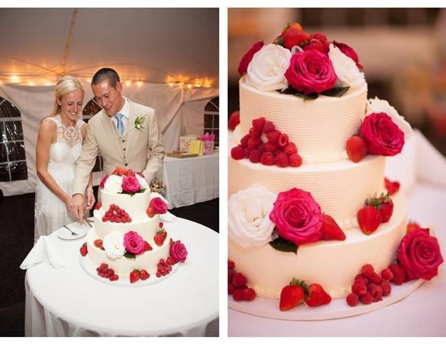 pink and red valentines day wedding cake