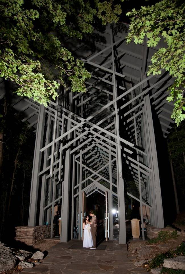 thorncrown chapel at night