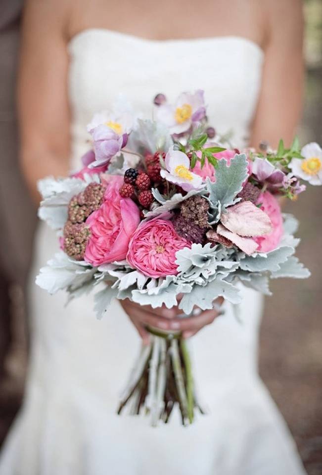 wild raspberry wedding bouquet