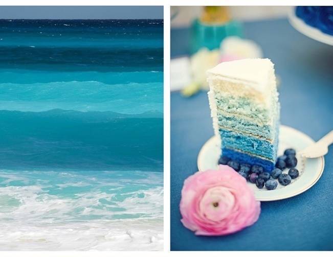 deep blue ombre cake and ocean