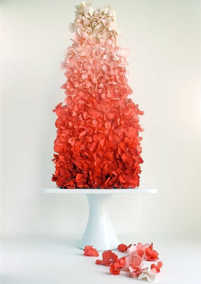 red petal ombre cake