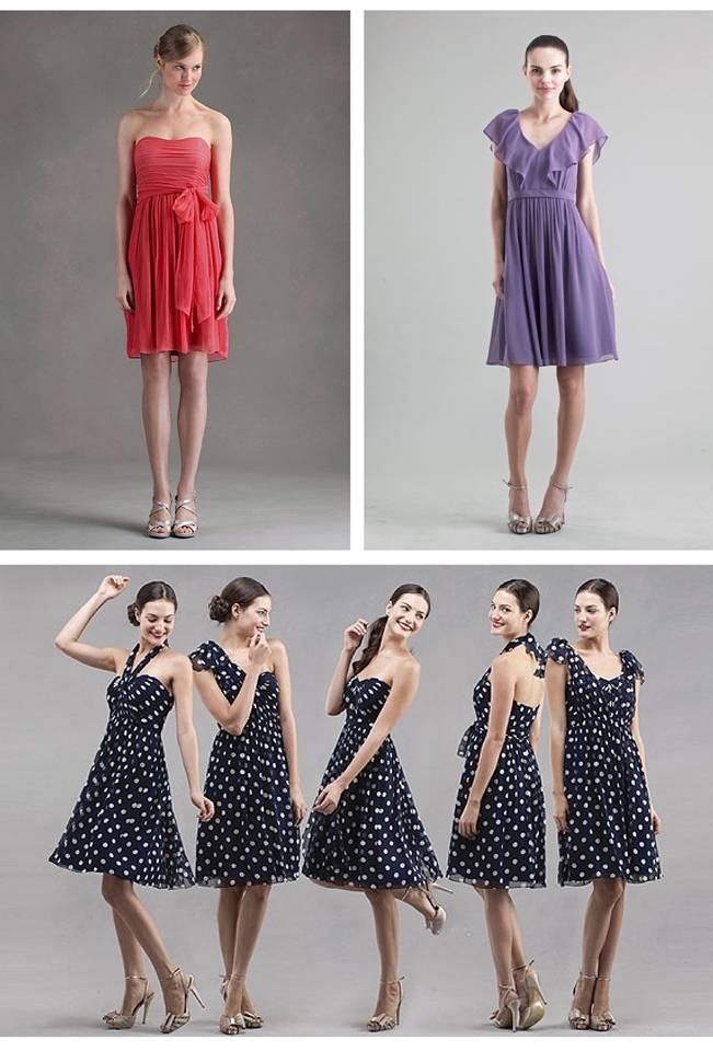 Jenny Yoo Bridesmaid Dresses coral purple polka dot