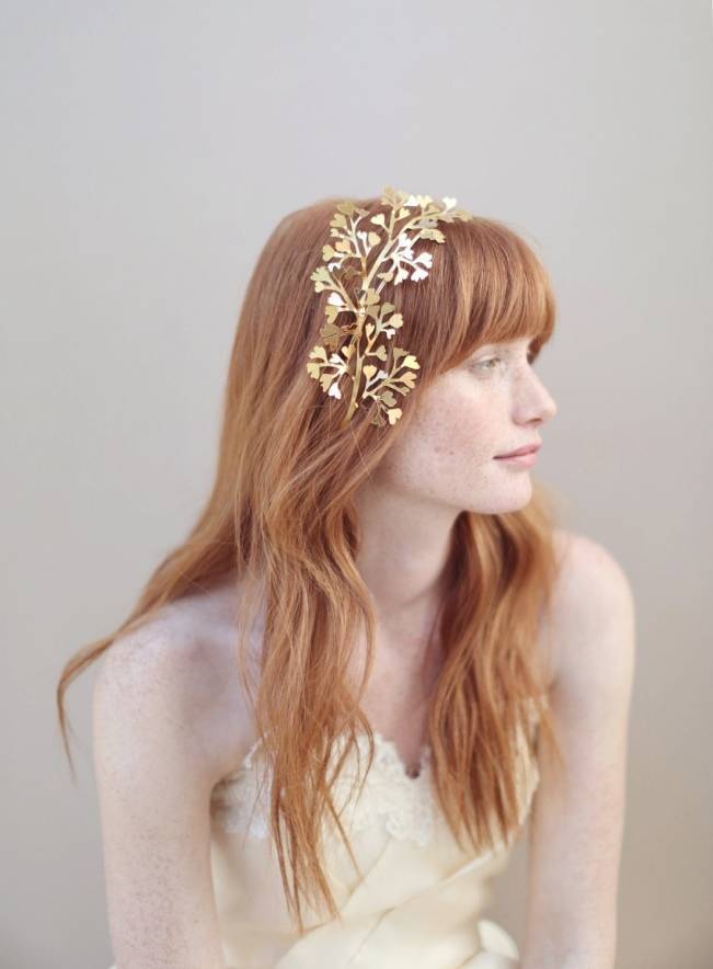 maidenhair fern gilded gold headband