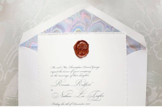wax sealed wedding invitation