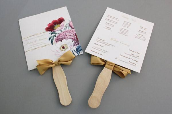DIY Pretty Blooms Wedding Program Paddle Fan Sweet Violet Bride