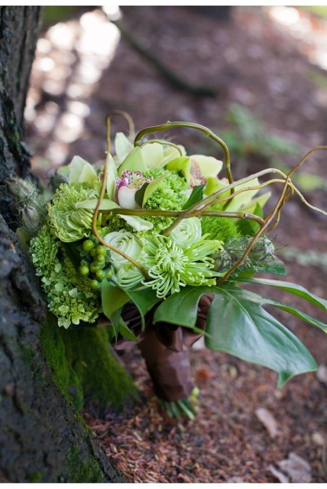 rustic green orchid bouquet