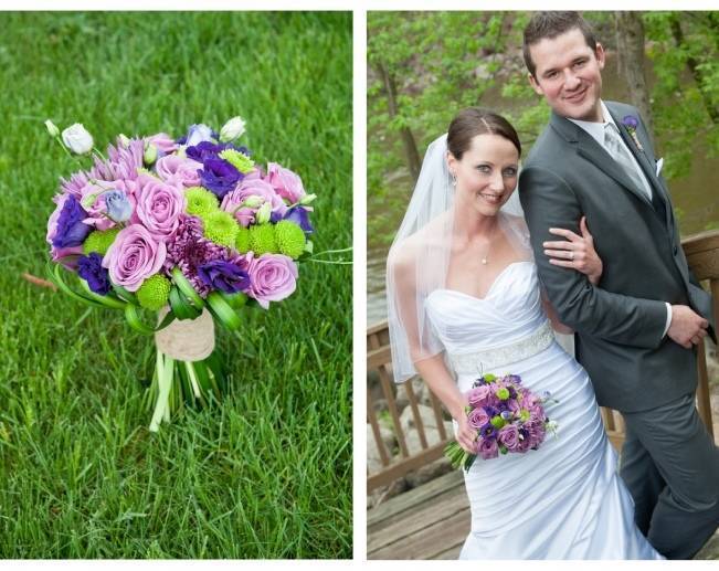 purple rose wedding bouqet