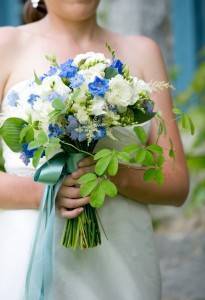blue white green bridal bouquet