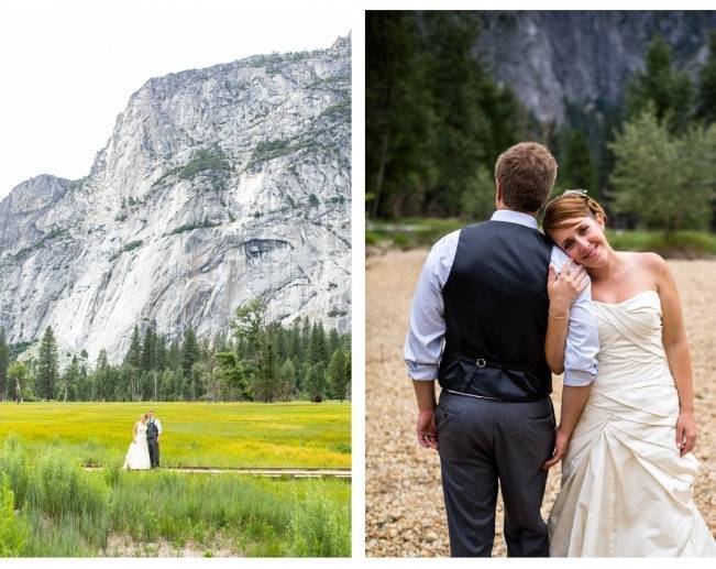 bride and groom at half dome