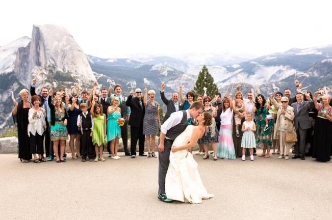 wedding with half dome in background