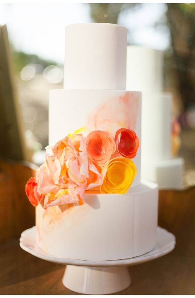 watercolor wedding cake