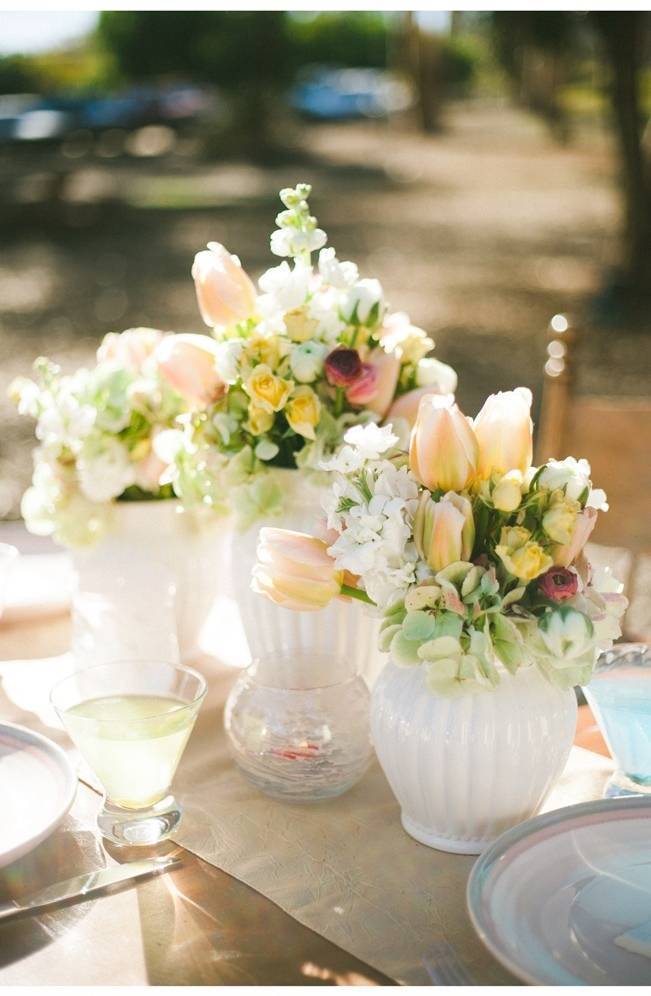 peach and green centerpieces