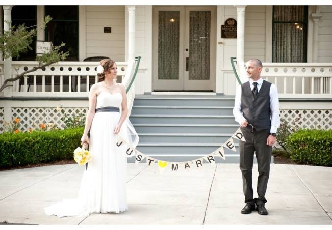 just married burlap banner