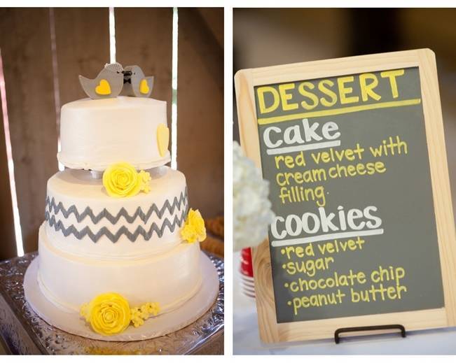 yellow and grey wedding cake